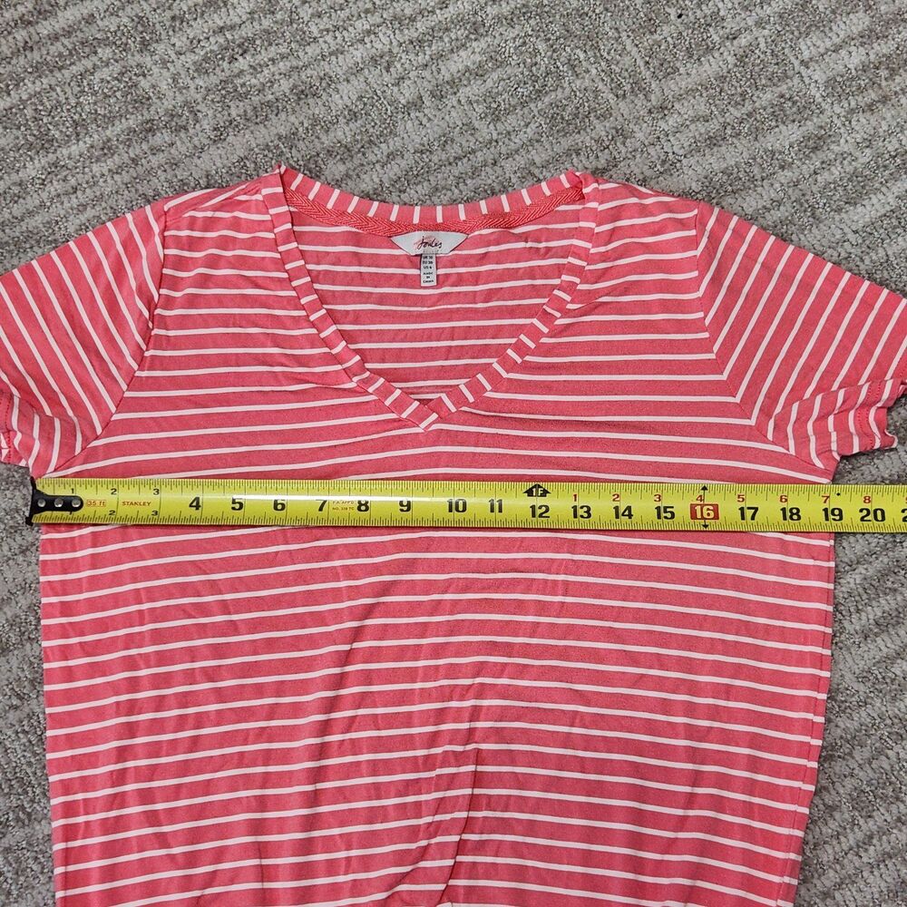 Joules Candice ruched t-shirt dress bodycon pink white size 6 ladies - Picture 3 of 12